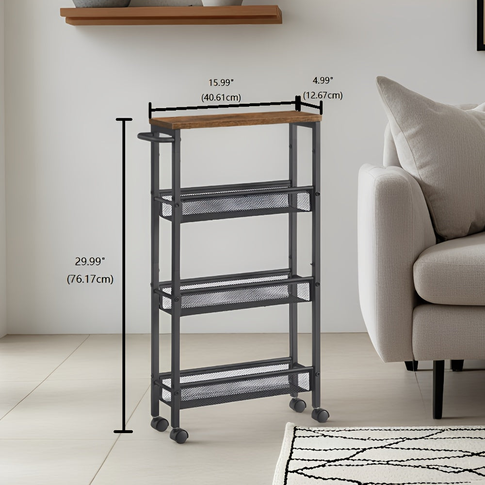 Modern Refrigerator Bottle Organizer – easy-access beverage storage, 4 5-Tier Metal Kitchen Shelf with 360 Swivel Wheels Slim Rolling Storage Cart Space-Saving, designed for American homes, daily convenience and practical gifting