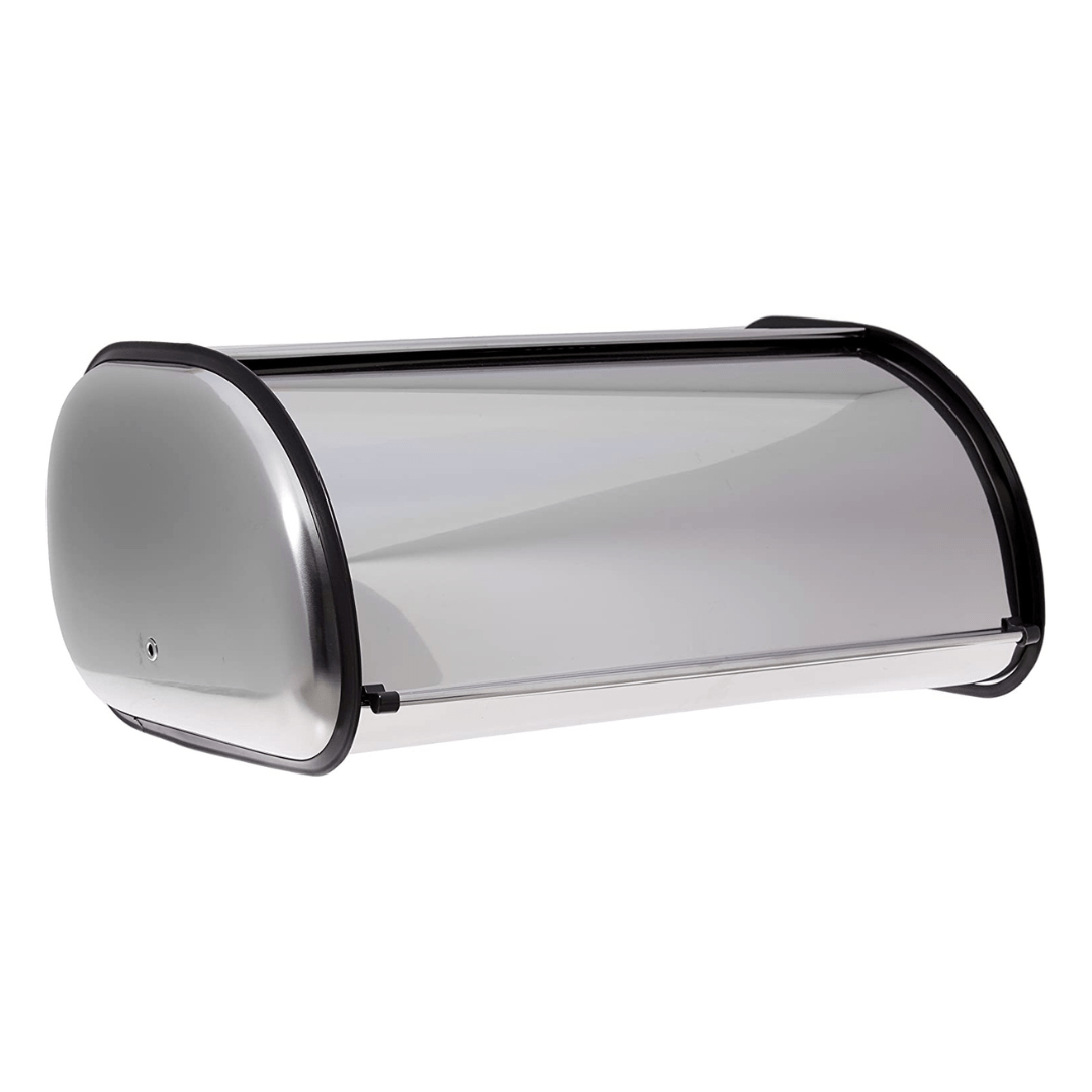 Stylish Large Capacity Stainless Steel Bread Box - 16.5"x10"x7" Bin - Sleek Brushed Stainless Steel Design, Swing Down Door, Cool Dark Interior, Keeps Baked Goods Fresh - Complements Any Kitchen Dcor