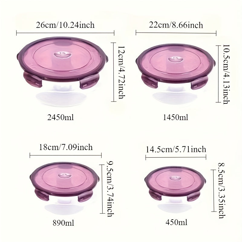 [Large Capacity Food Containers] 3/4pcs Large Capacity, Air-tight Plastic Refrigerator Storage Boxes | Keeps Fruit, Vegetable, Meat, Egg, Dumpling Fresh - Fresh-keeping, Easy-to-Clean, Stackable, Space-saving Kitchen Food Containers