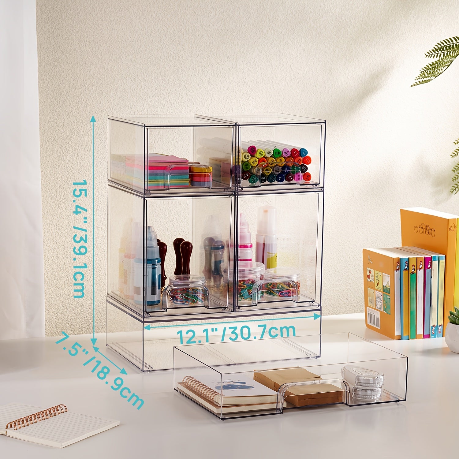 Compact 3/4/5/6 Pack Stackable Storage Drawer – smooth-access cabinet organization, 3 4 5 6 Pack Clear Plastic Organizer Bins Stackable Storage Drawers for Office, designed for American homes, daily convenience and practical gifting