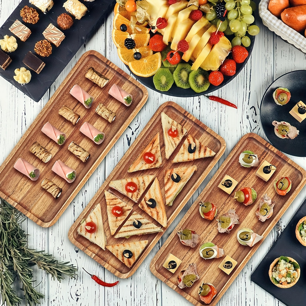 Smart Home Storage Organizer – space-saving everyday organization, 8 4pieces Acacia Wood Charcuterie Boards - 12 8x4 2 Inch Rectangular Serving Trays, designed for American homes, daily convenience and practical gifting