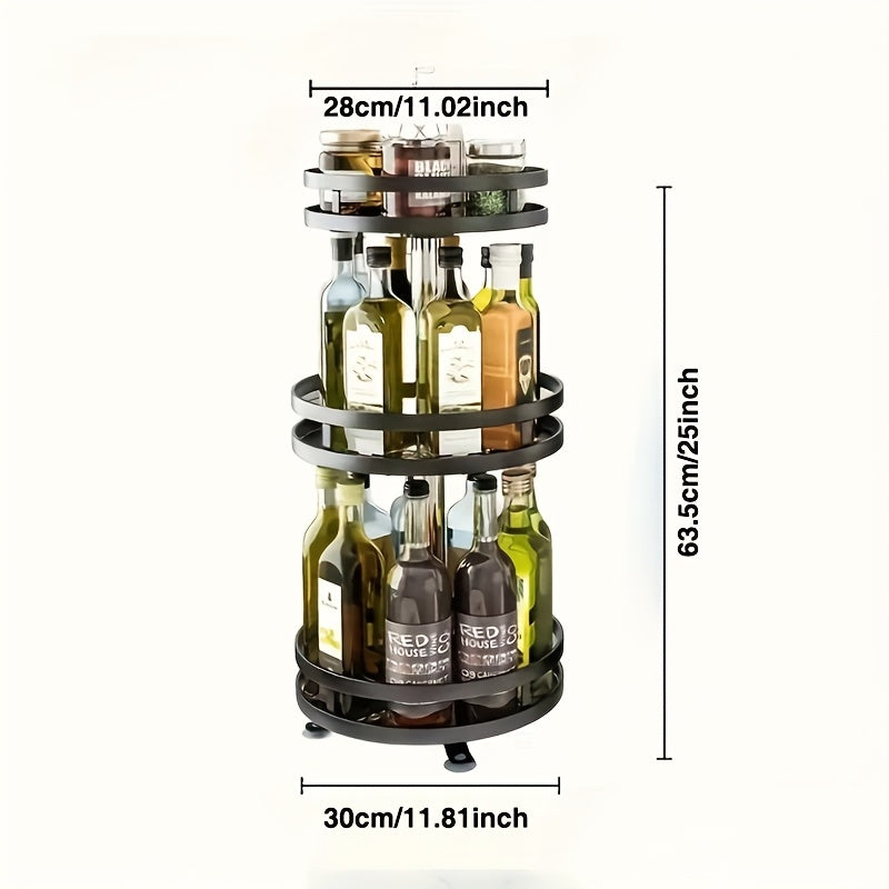 Modern Glass Spice Jar Set – clear reusable pantry storage, 3-Tier Rotating Kitchen Spice Rack Metal Turntable Rotating Spice And Seasoning Storage Rack Kitchen, designed for American homes, daily convenience and practical gifting