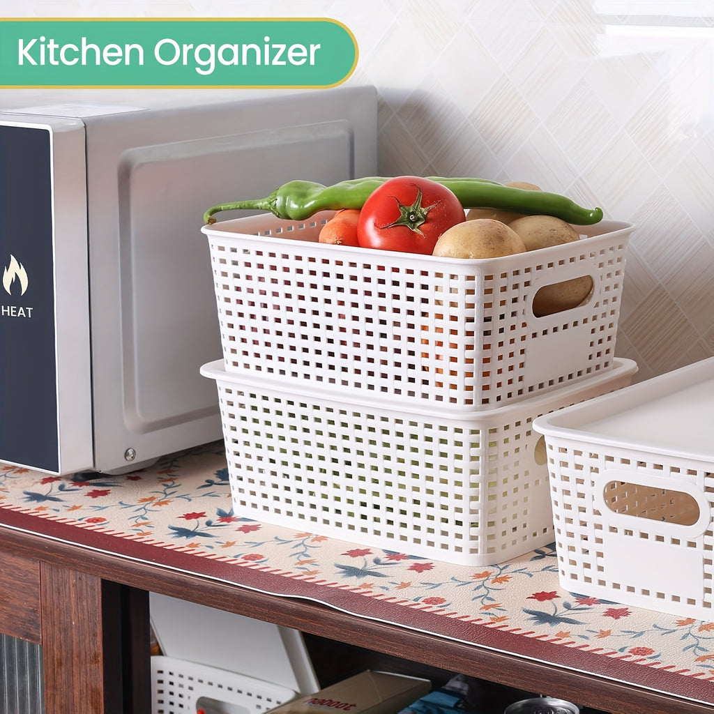 Storage Bins – 6/10 Pack Plastic Storage Baskets with Lids, Storage Boxes for Organization, Stack