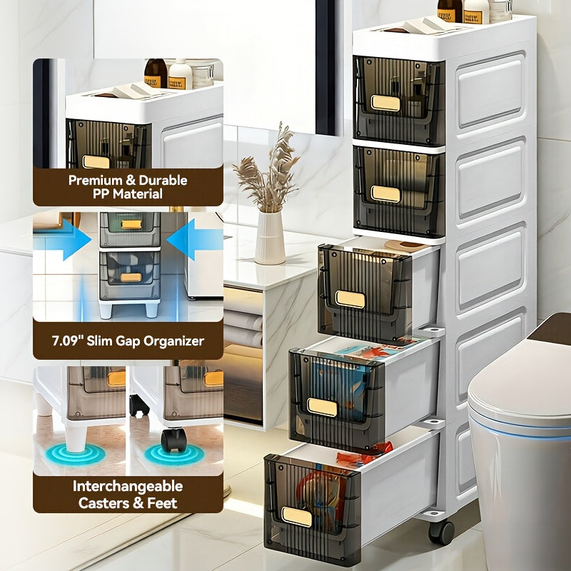 Area Rug – Deluxe Slim Storage Cabinet with Drawers - Durable Waterproof PP Material