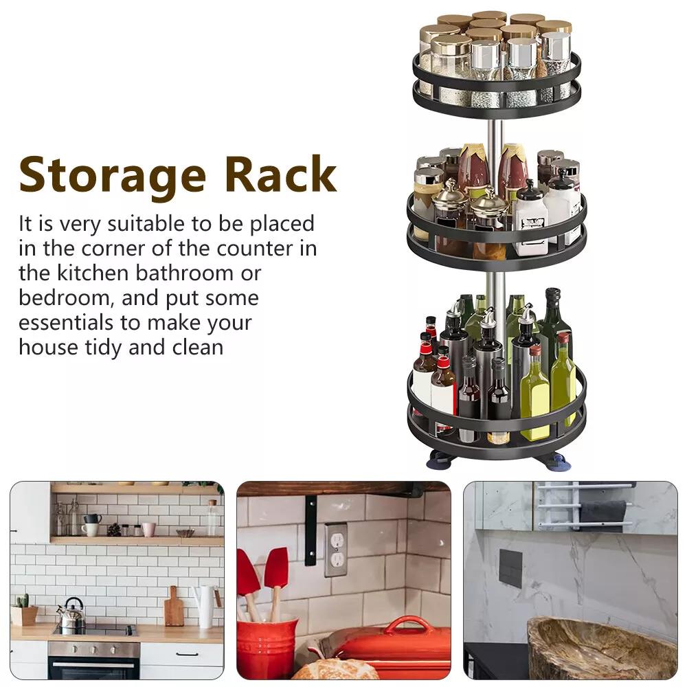 Kitchen Essential – Lazy Susan Organizer Spice Rack - 2 3 Tier Height Adjustable Spice Organization for Cabinet, Metal Seasoning Organizer Lazy Turntable Spice Organizer for Table Top Pantry