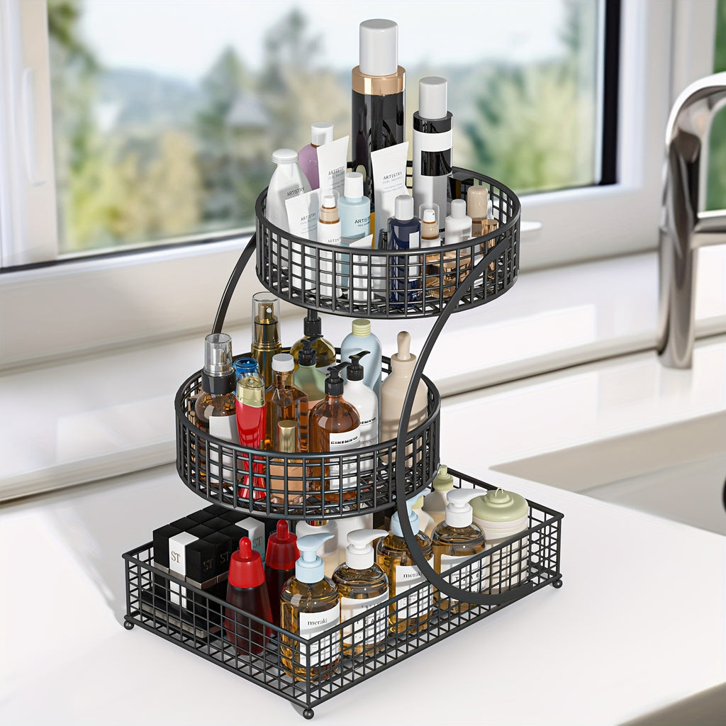 Modern Adjustable Home Storage Rack – durable multi-purpose storage, 3-Tier Metal Bathroom Vanity Organizer - No Assembly Required Space-Saving Countertop Storage Rack with, designed for American homes, daily convenience and practical gifting