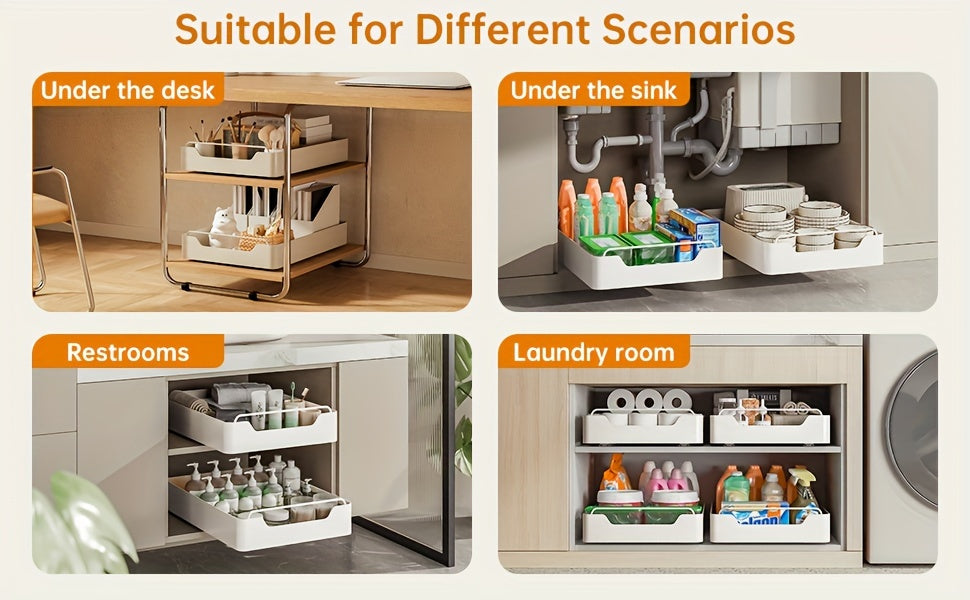 Heavy-Duty 1pc Adjustable Home Storage Rack – durable multi-purpose storage, 1pc Pull-out Organizer No Hole Punching Nano Adhesive Storage Holder Large Capacity Single Layer, designed for American homes, daily convenience and practical gifting
