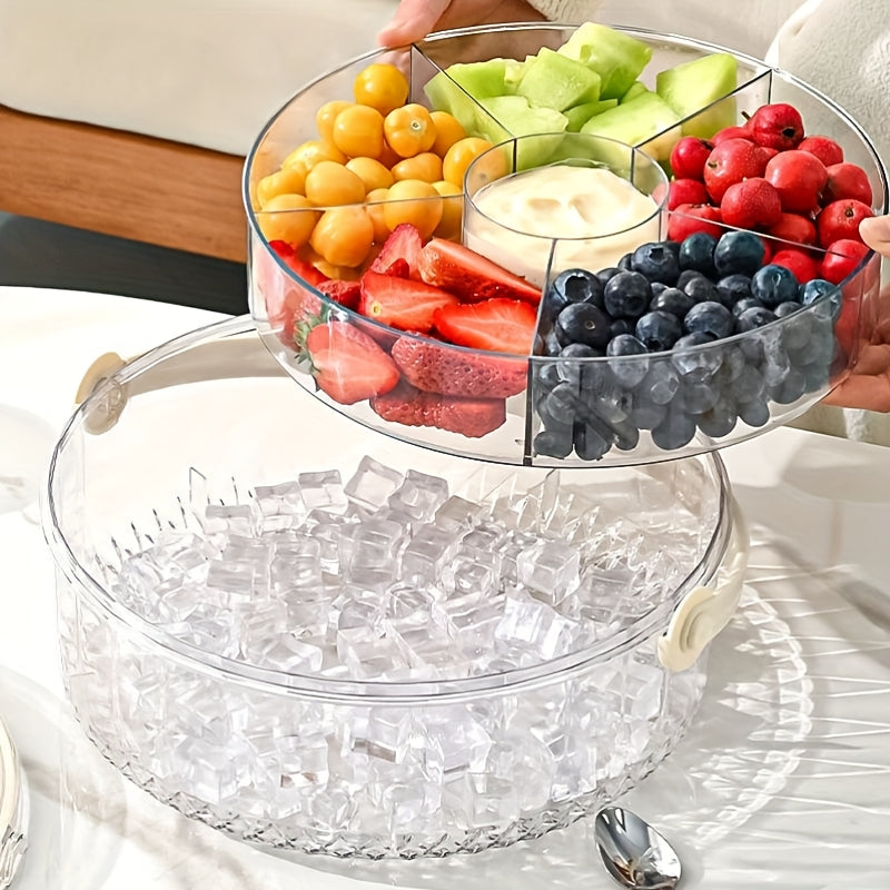 Smart Stackable Home Storage Bins – portable space-saving storage, 5-Compartment Round Plastic Storage Container with Flip-Top Lid Handle - Spill-Proof Divided Serving Dish, designed for American homes, daily convenience and practical gifting