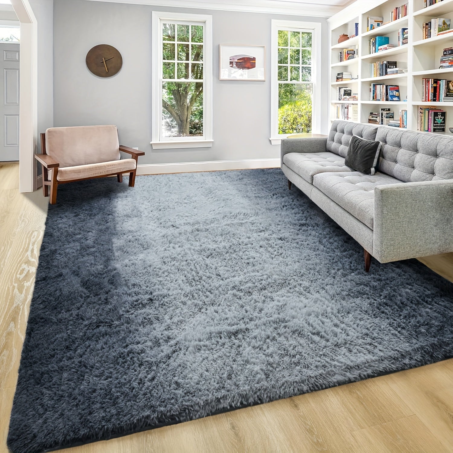 Area Rug – 1pc Luxurious Rectangular Shaggy Plush Carpet Rug - Soft, Fluffy, Tie-dyed, Solid,