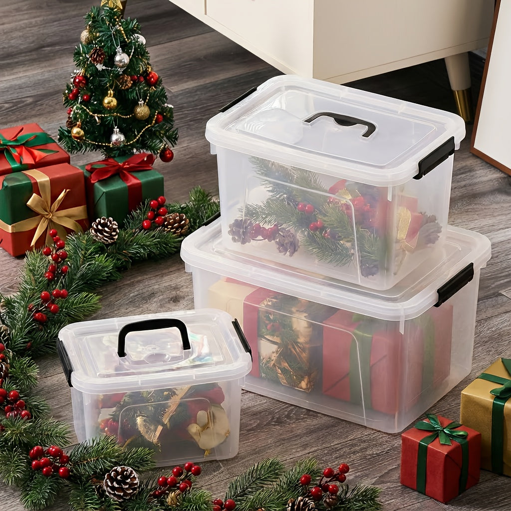 Easy-Access 6pcs Stackable Home Storage Bins – portable space-saving storage, 6pcs Stackable Transparent Plastic Large Capacity Storage Box Covered Storage Box - Suitable for, designed for American homes, daily convenience and practical gifting