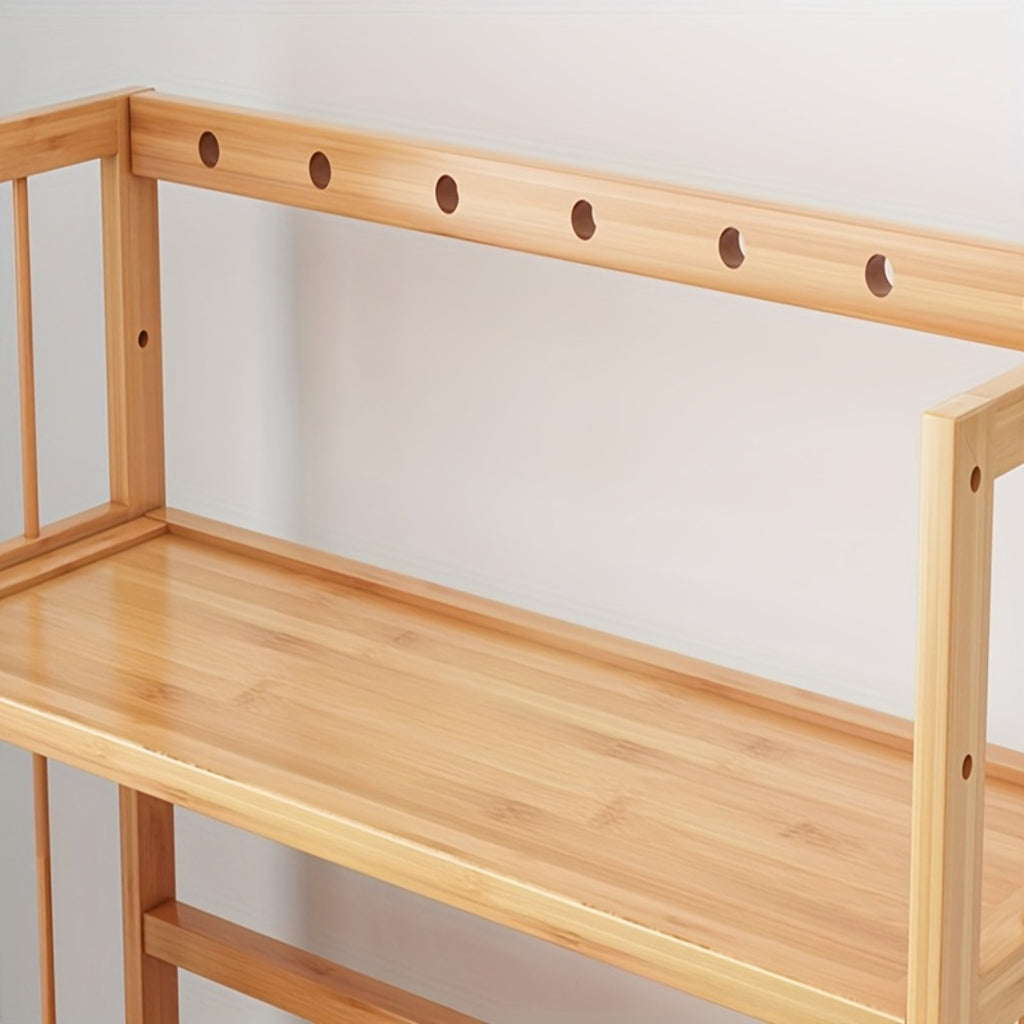Home Storage Organizer – 5-Tier Multifunctional Bamboo Shelf, Space-Saving Bookshelf And Display Rack for Home Office, Storage Display Shelf, Nordic Minimalist Style, Quick And Easy Assembly