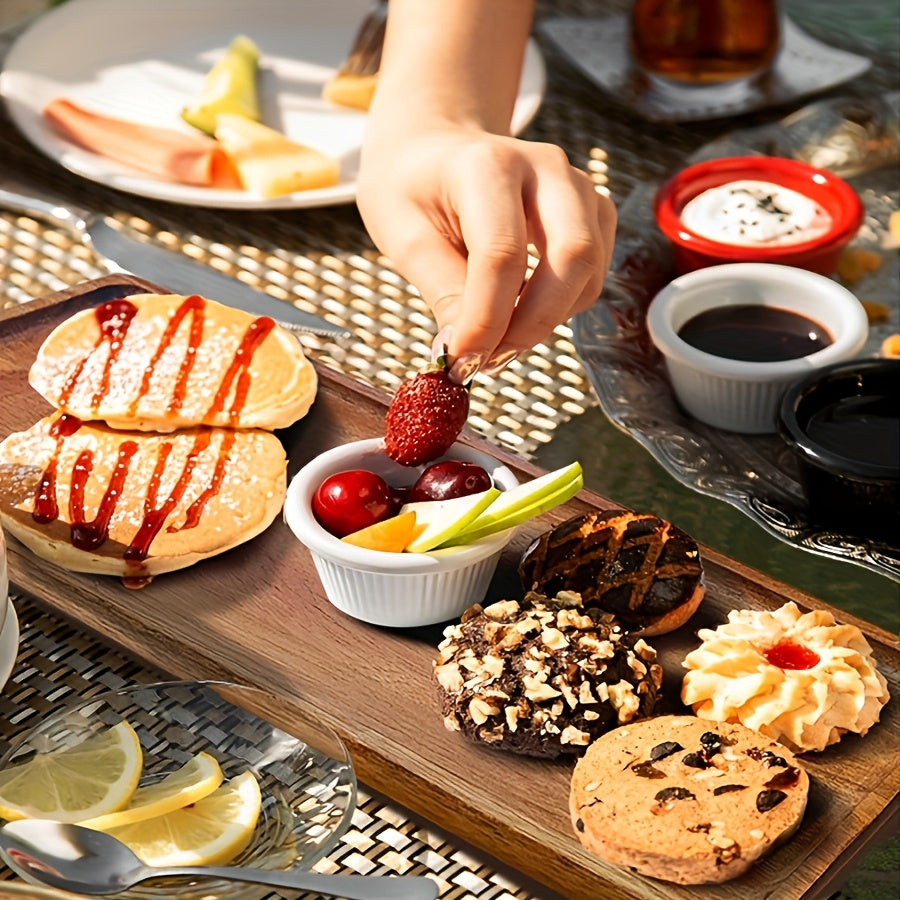 4pcs Small Acacia Wood Serving Platters, Rectangular Decorative Trays, Display Trays, Rectangular Wooden Platters for Home Decor, Cheese And Appetizer Plates, Kitchen Dinner Plates, Rectangular Cake And Dessert Trays for Food Serving
