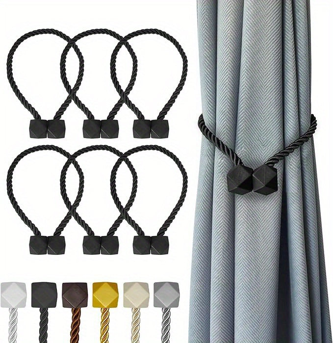 Heavy-Duty Home Storage Organizer – space-saving everyday organization, 6-Pack Heavy-Dstrong Magnetic Curtain Tiebacks with Magnetic Closure - Strong Hold for Thick Thin, designed for American homes, daily convenience and practical gifting