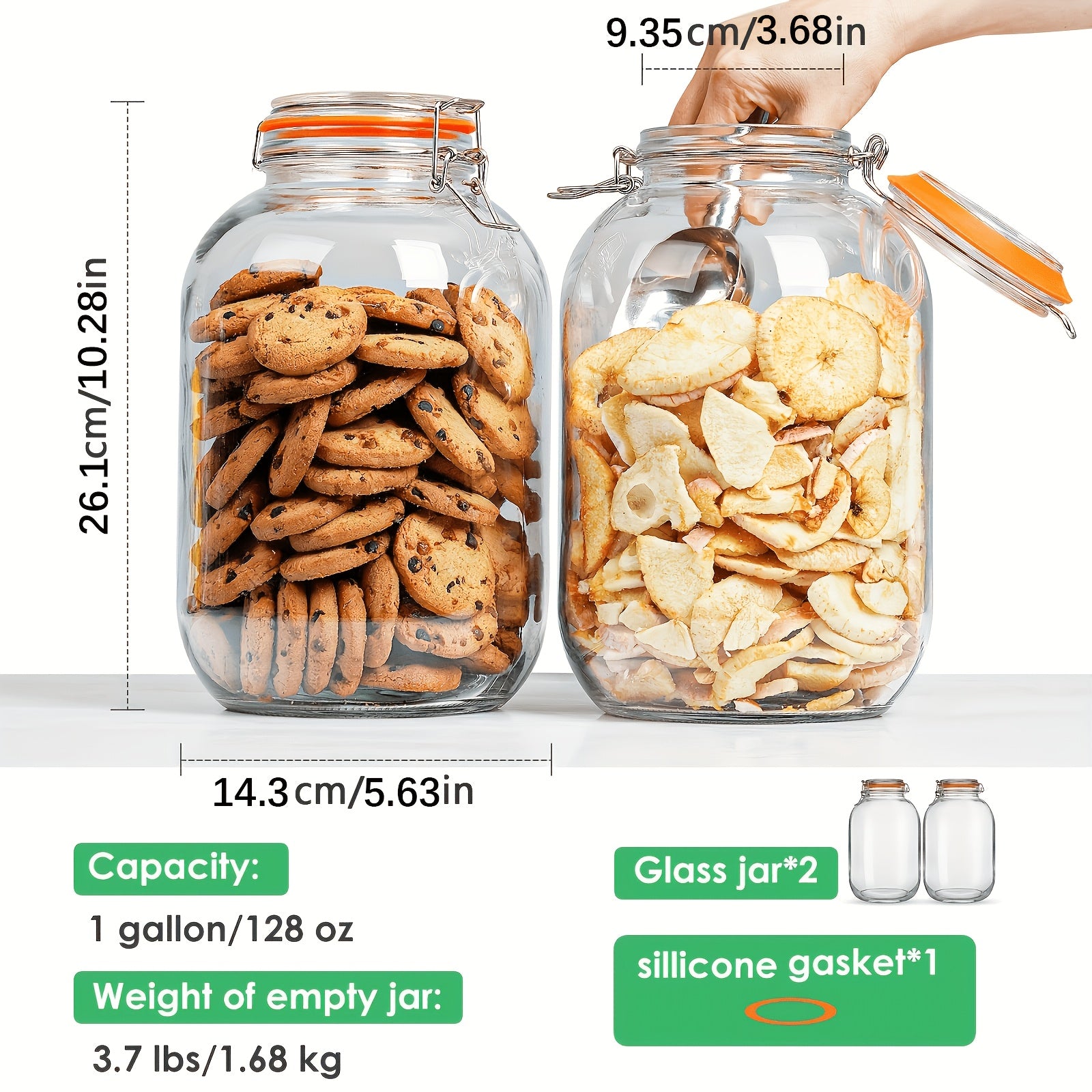 Space-Saving 4 Pack Mason Jar Set – clear reusable pantry storage, 4 Pack 1 Gallon Wide Mouth Glass Mason Jars with Hinged Airtight Lids Replacement, designed for American homes, daily convenience and practical gifting