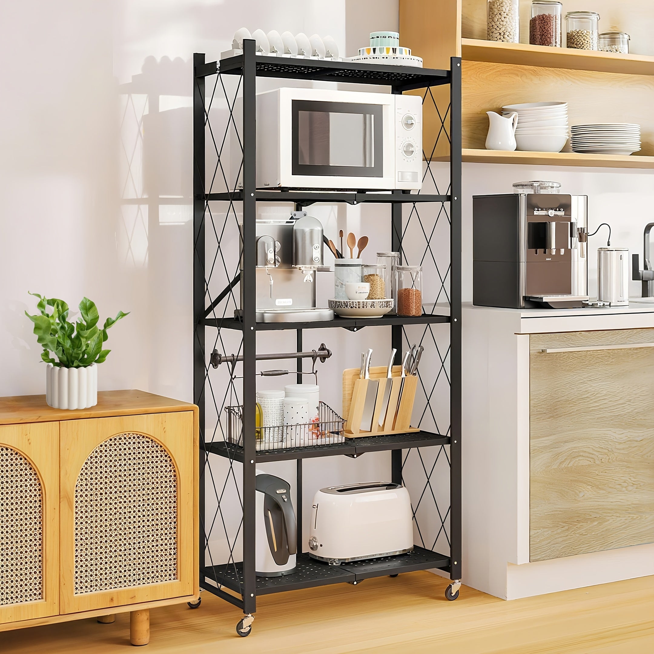 Storage Rack – Foldable Metal Storage Rack Requiring No Installation Designed with Foldable