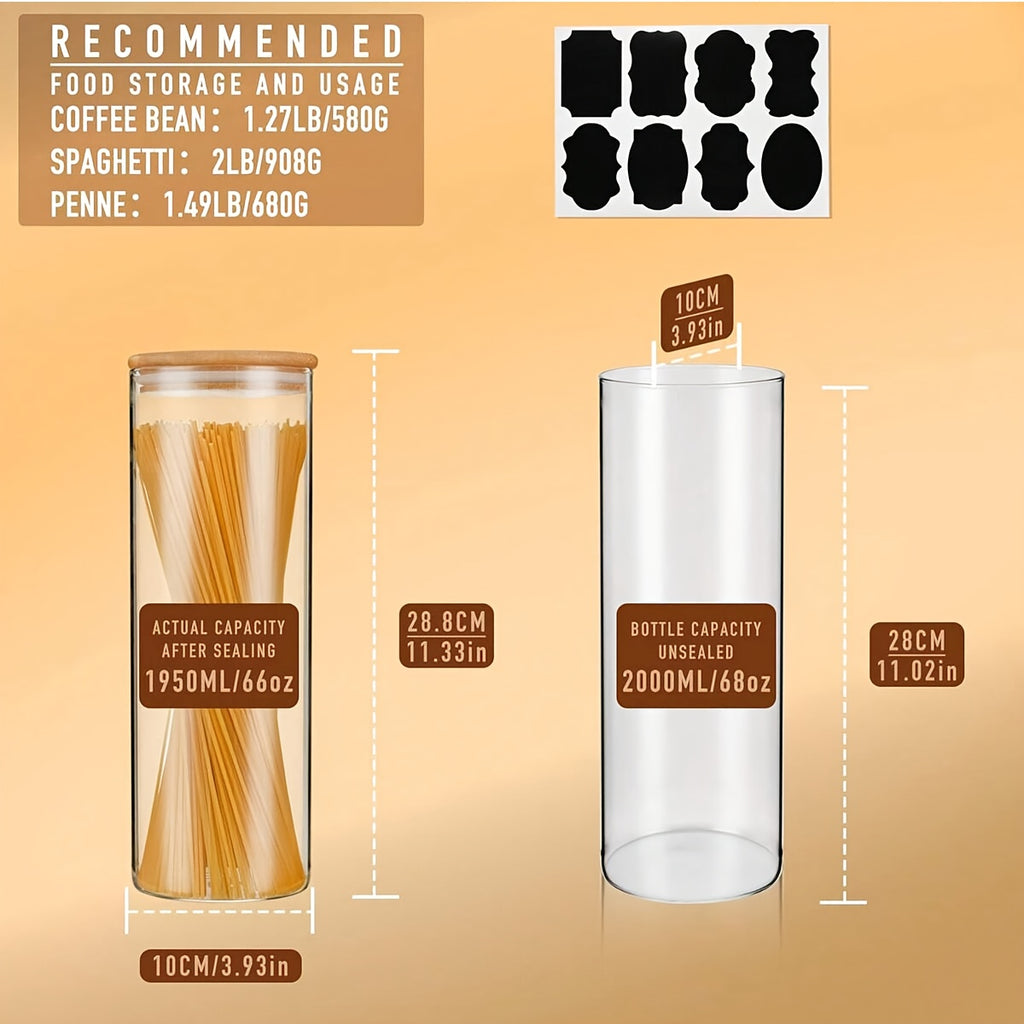 Easy-Access 3/6pcs Airtight Storage Jar Set – clear reusable pantry storage, 3 6pcs Glass Food Storage Jars With Lids 66OZ 1400ML Large Capacity Perfect For, designed for American homes, daily convenience and practical gifting