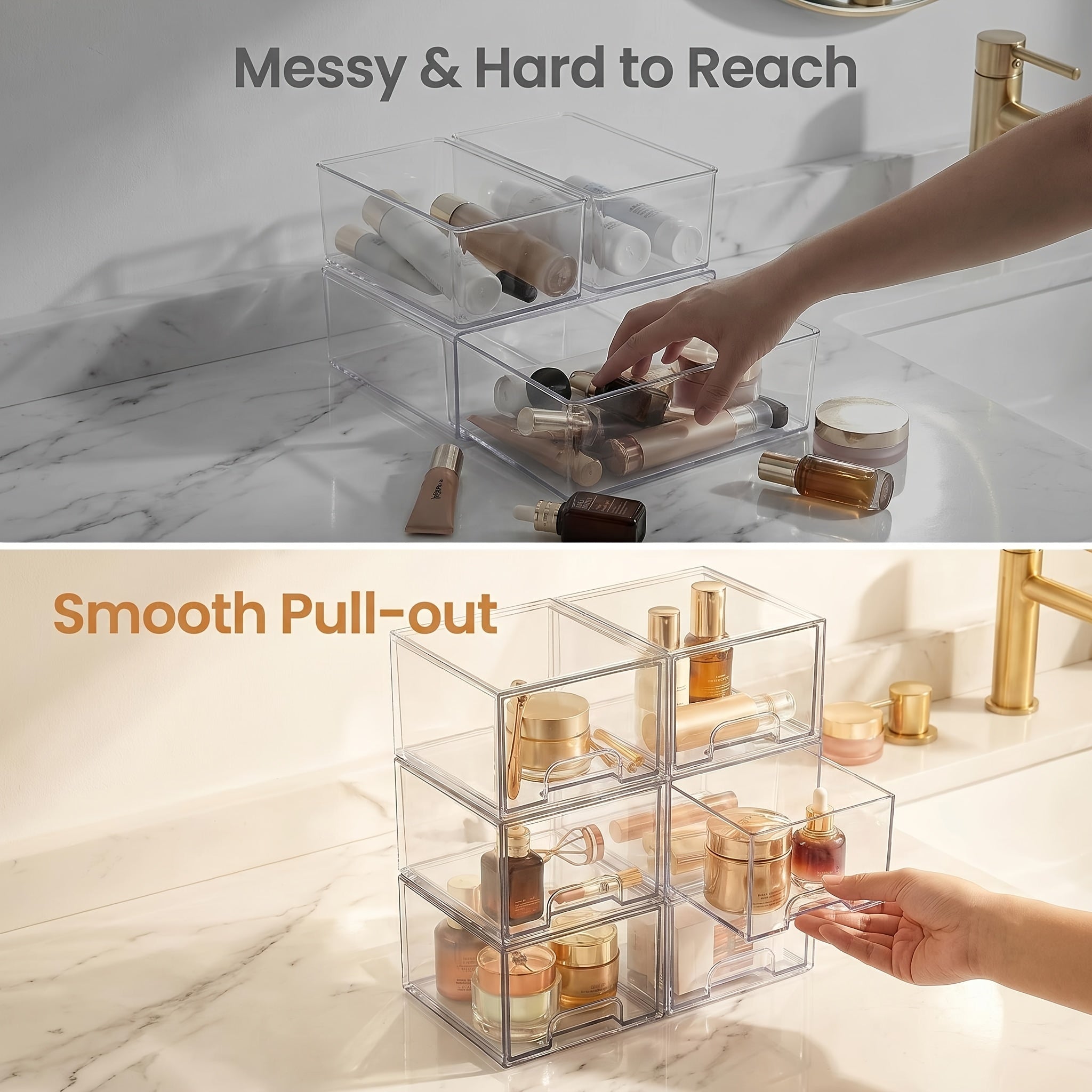 Versatile 8 Pack Stackable Storage Drawer – smooth-access cabinet organization, 8 Pack Acrylic Bathroom Makeup Organizer 7 5 D X 6 W X 4, designed for American homes, daily convenience and practical gifting