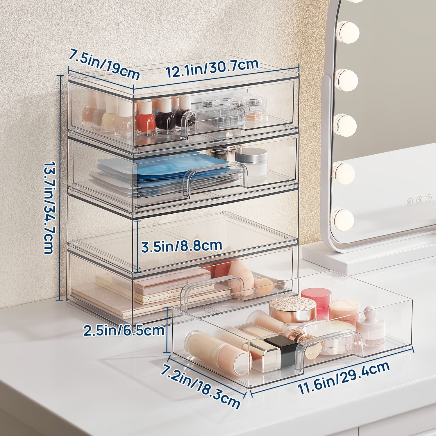 Heavy-Duty 4 Pack Pull-Out Cabinet Organizer – smooth-access cabinet organization, 12 1inch Weight Clear Stackable Storage Drawers 4 Pack Acrylic Plastic Organizers Bins For, designed for American homes, daily convenience and practical gifting