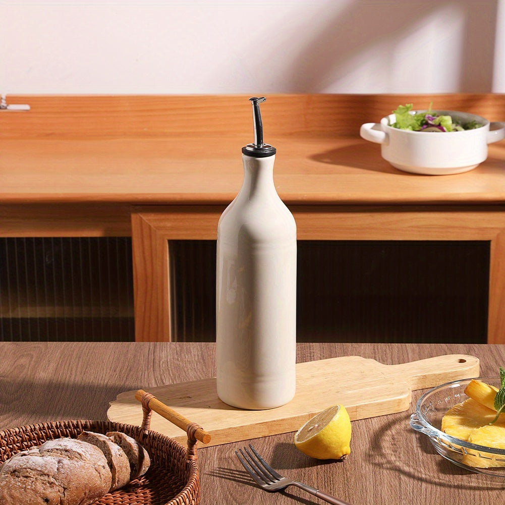 [Oil Dispenser Bottle] Sweejar Large Ceramic Olive Oil Dispenser Bottle, Opaque Oil Cruet Protects Oil To Reduce Oxidation, Storage Oil, Vinegar, Soy Sauce & Other Liquids, Pack Of 1, 24 Fl Oz
