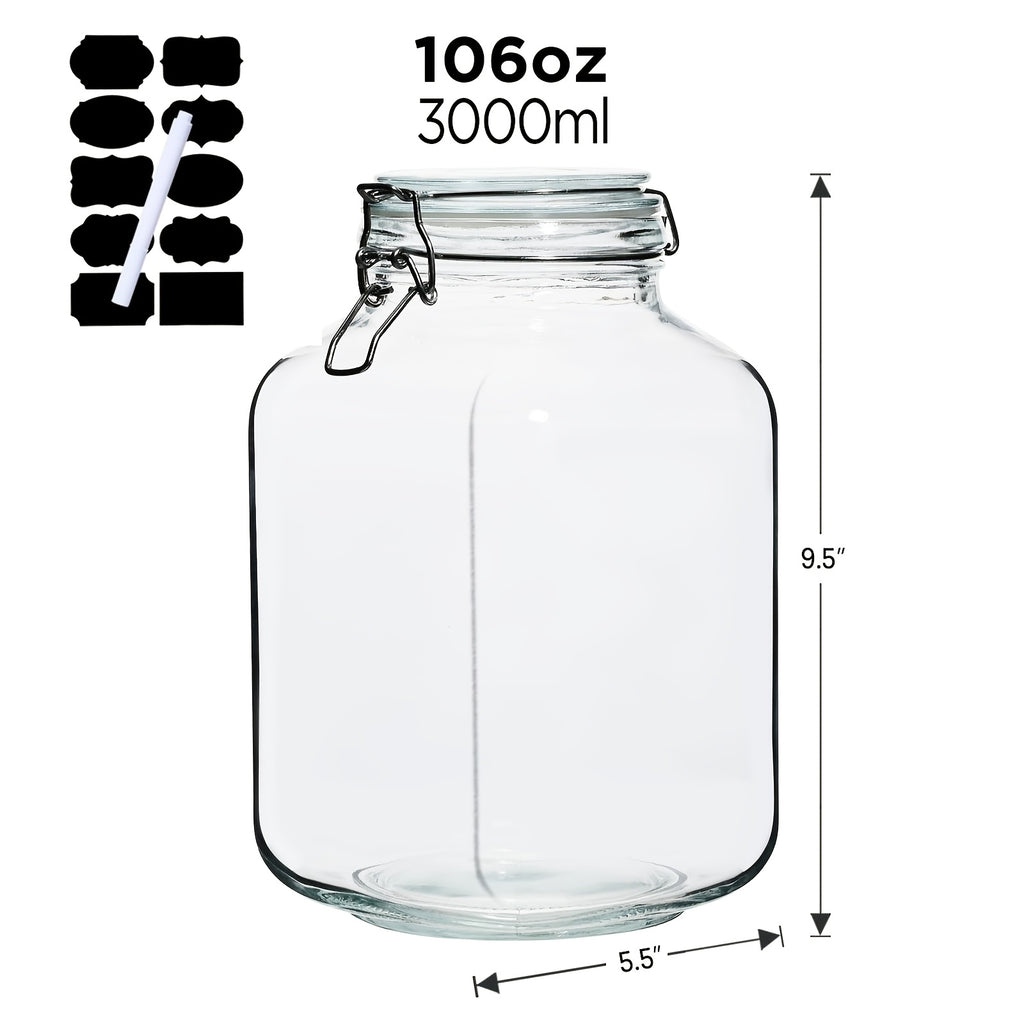 Compact 106 Oz Mason Jar Set – clear reusable pantry storage, 106 Oz Square Glass Jars With Airtight Lid Large Mason Jars Wide Mouth Storage, designed for American homes, daily convenience and practical gifting