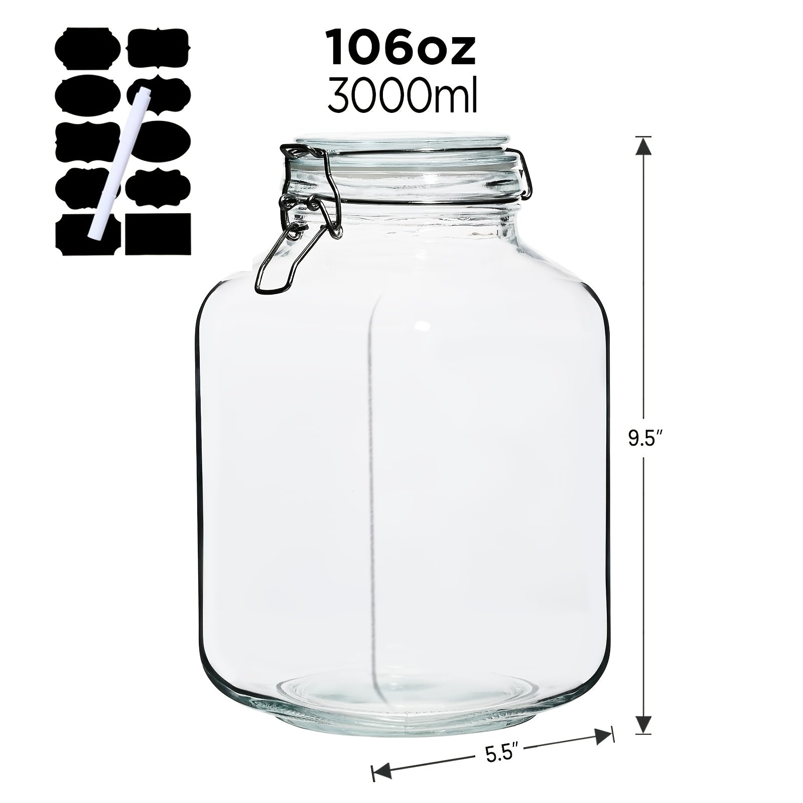 Compact 106 Oz Mason Jar Set – clear reusable pantry storage, 106 Oz Square Glass Jars With Airtight Lid Large Mason Jars Wide Mouth Storage, designed for American homes, daily convenience and practical gifting