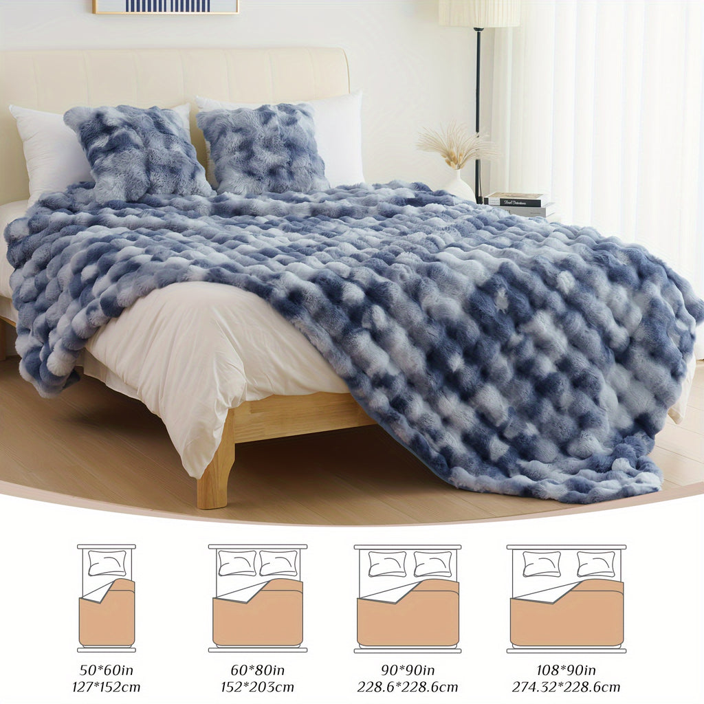 Throw Blanket – 1pc Orhopui Faux Rabbit Fleece Blanket, Soft Warm Throw Blanket, For Bedroom Guest