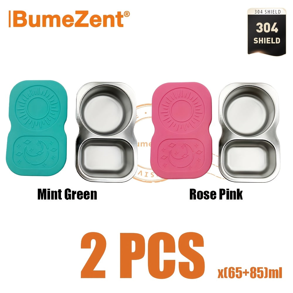 Drinkware – BUMEZENT BZ 4 2 1pc 304 Stainless Steel Double Compartment Sauce Cups with Lids, d