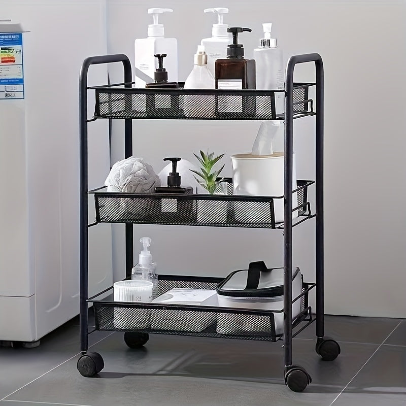 Space-Saving Adjustable Home Storage Rack – durable multi-purpose storage, Multi-layer Carbon Steel Storage Trolley Multifunctional Storage Trolley On Wheels Space Saving Detachable Carbon, designed for American homes, daily convenience and practical