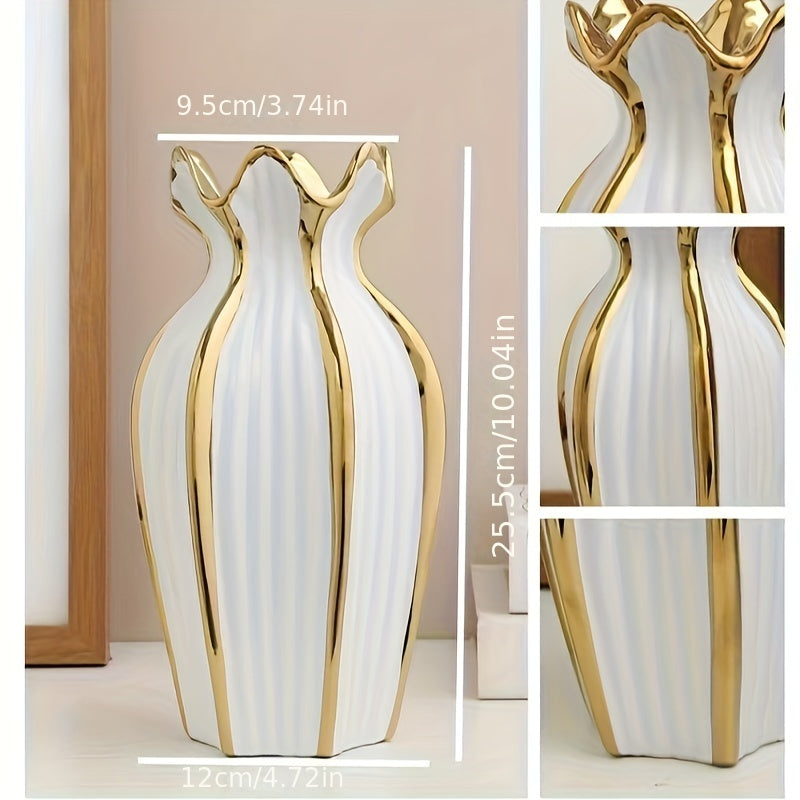 Contemporary Electroplated Decorative Ceramic Vase for Elegant Flower Arrangements in The Living Room
