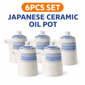 6PCS Japanese Style Ceramic Oil Pot Dispenser, 6oz Mini Soy Sauce Bottle, Kitchen Seasoning Container
