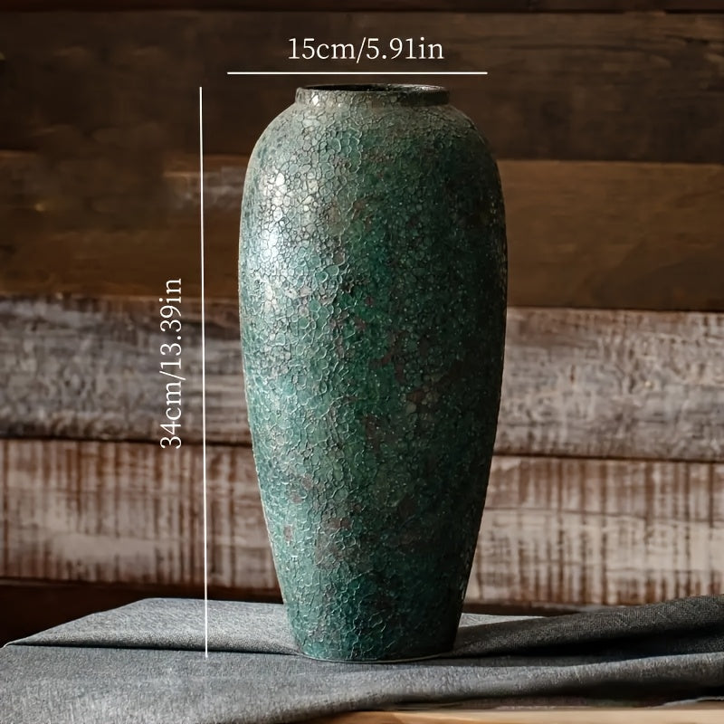 1pc of Country-Style Ceramic Green Vase Ideal for Fresh And Dried Flowers, Perfect for The Living Room, Dining Table, Bedroom, Balcony, And Suitable for Christmas, Decorative Home Items