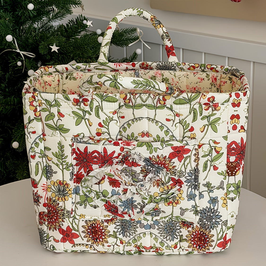 Modern Adjustable Home Storage Rack – durable multi-purpose storage, Large Floral Series Storage Basket Vintage Quilted Floral Portable Large-Capacity Home Storage Basket Suitable, designed for American homes, daily convenience and practical gifting