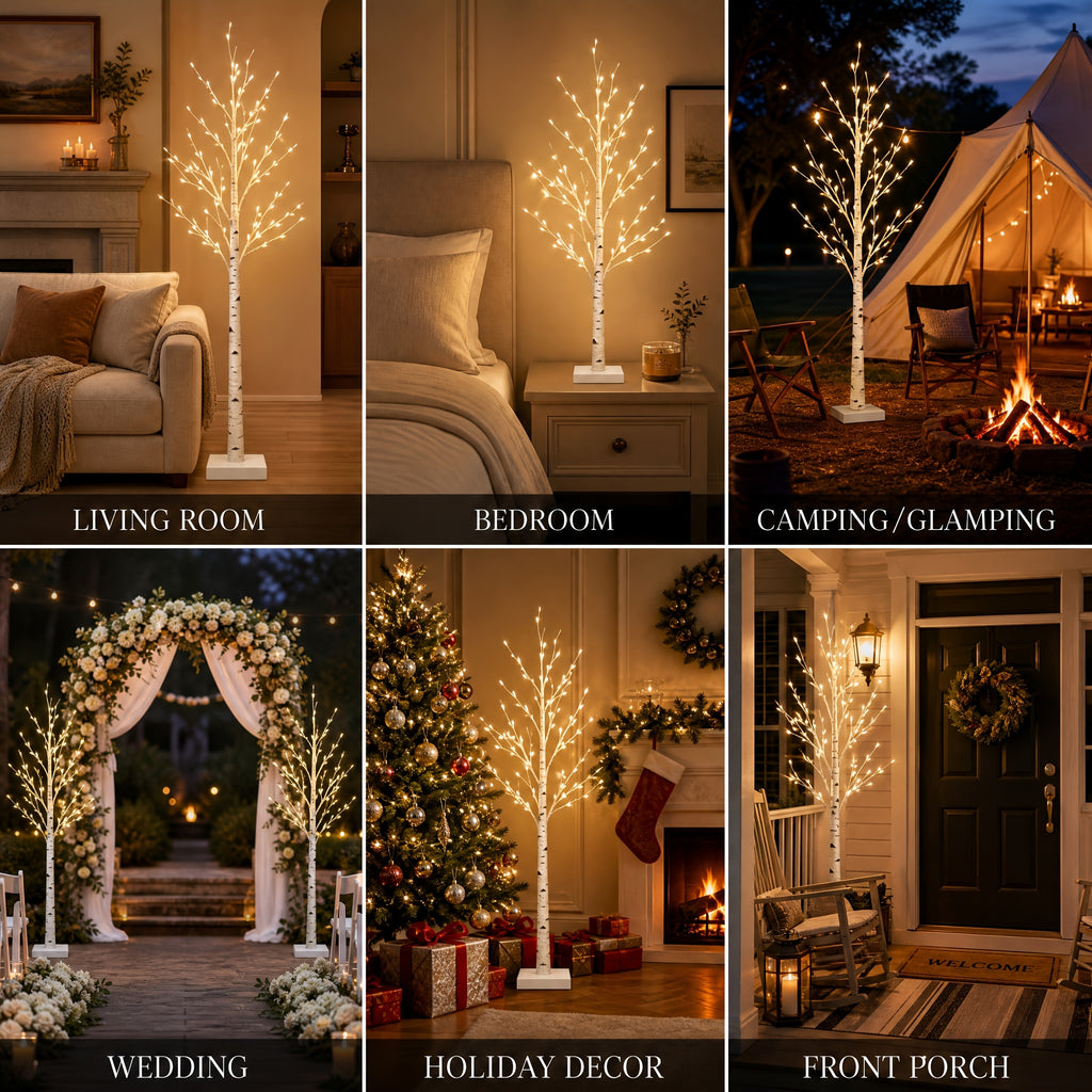 Ambient Home Decor – 5-foot LED Birch Tree Light, Artificial Tree, Equipped with 78 Warm White LED Lights, Dimmable, Timer, USB Power Supply, Indoor And Outdoor Home Decoration, Outdoor Floo