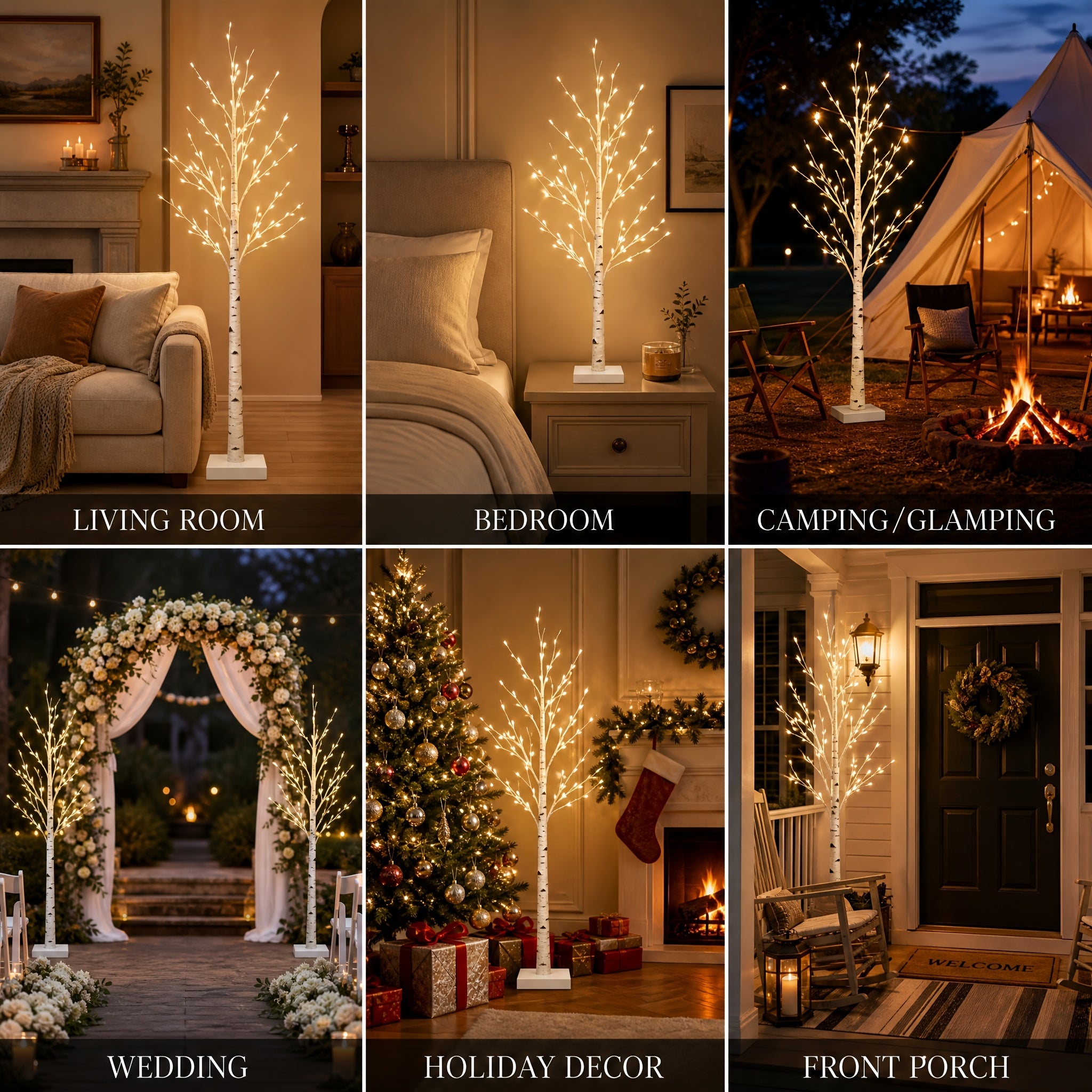 Ambient Home Decor – 5-foot LED Birch Tree Light, Artificial Tree, Equipped with 78 Warm White LED Lights, Dimmable, Timer, USB Power Supply, Indoor And Outdoor Home Decoration, Outdoor Floo