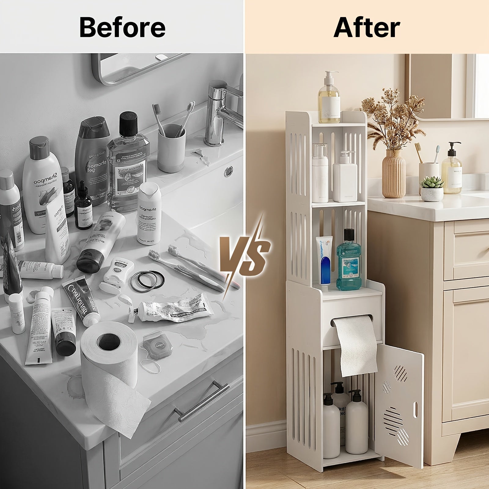 Smart 1pc Stackable Home Storage Bins – portable space-saving storage, 1pc Large Capacity Bathroom Organizer Toilet Paper Holder Waterproof And Dustproof Commercial Bathroom Organizer, designed for American homes, daily convenience and practical gift