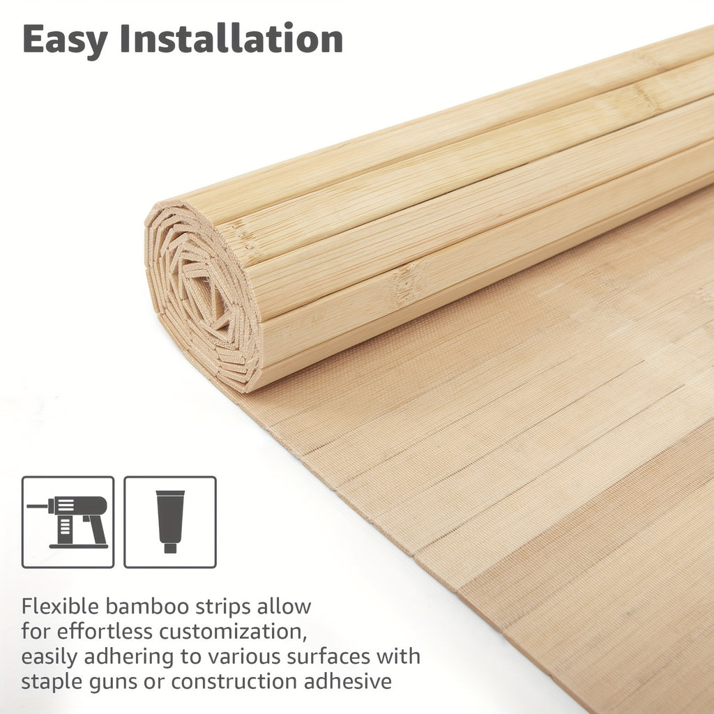 Home Storage Organizer – Natural Bamboo Wall Panel for Interior Wall Decor, 48 X 96 Inch Pole Wrap Wainscoting Paneling for Wall Ceiling Furniture Cabinet Office, Carbonized for Modern US Ho