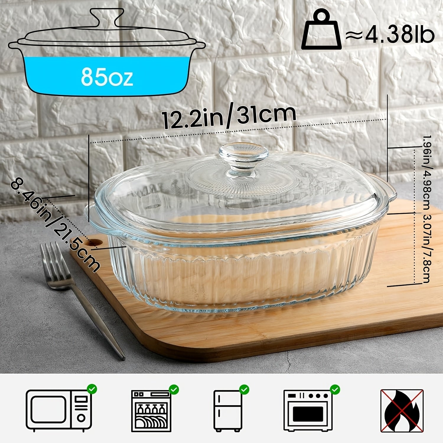 Premium 50oz Kitchen Baking Dish Set – oven-ready cooking and serving, Oval Glass Casserole Dish with Lid Set - 50oz 85oz Oven Microwave Safe Perfect, designed for American homes, daily convenience and practical gifting