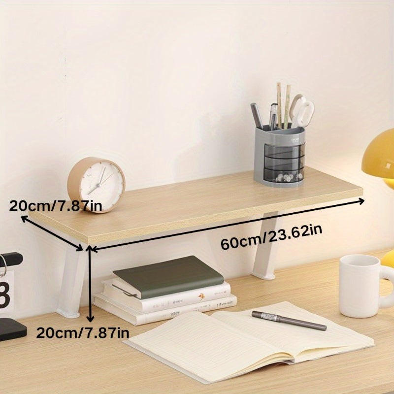 Home Living Essential – 1pc White Wooden Floating Desk Shelf - Rectangular No-Drill Countertop