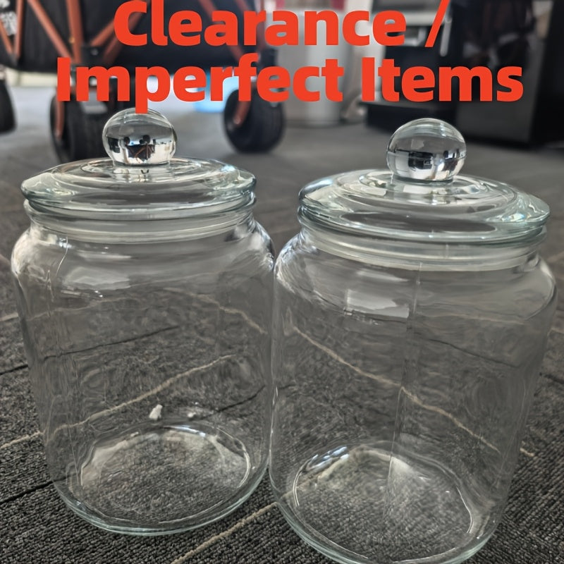 2-Piece Glass Pantry Jar Set with Flip-Top Lid - Reusable Round Container for Cookies, Candy, Pasta - Hand Wash Only