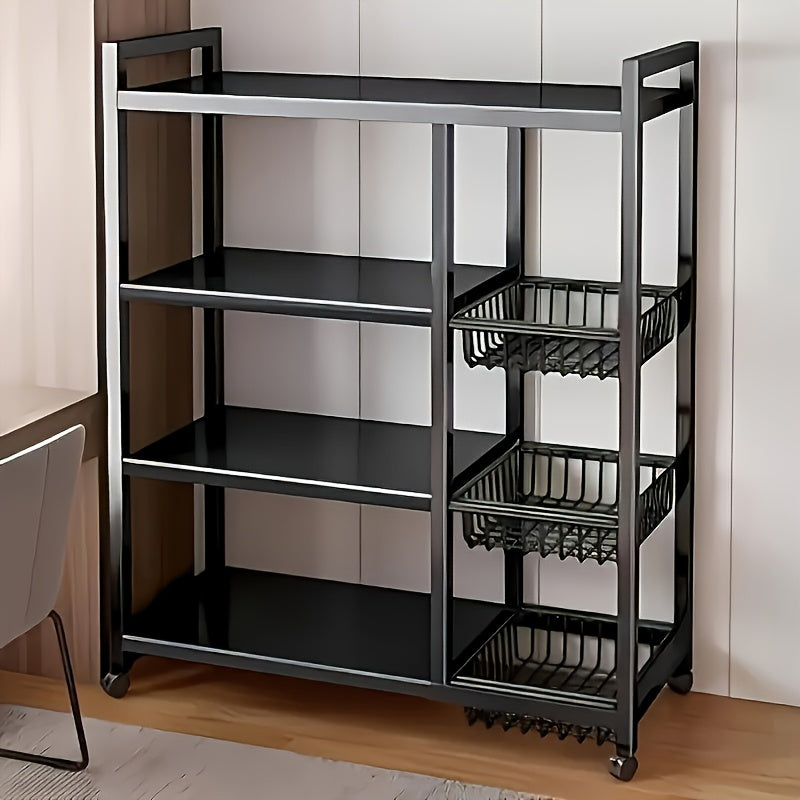 Compact Adjustable Home Storage Rack – durable multi-purpose storage, 1 Removable Storage Rack Adjustable Kitchen Storage Rack Metal Shelf On Wheels Food Cabinet, designed for American homes, daily convenience and practical gifting