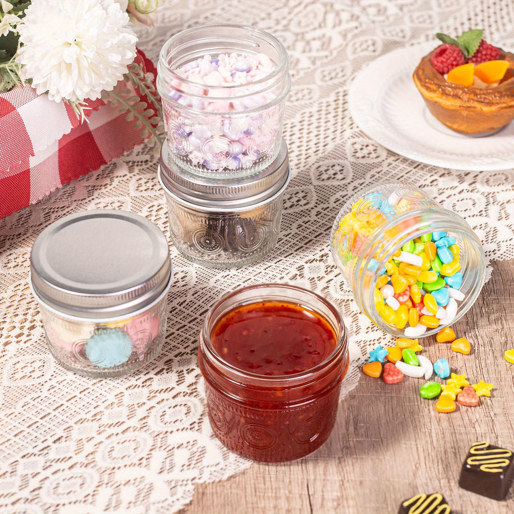 Modern 4oz Glass Spice Jar Set – clear reusable pantry storage, Amzcku 4oz Glass Mason Jars with Regular Mouth Lids - 24-Pack Glass Canning Jars, designed for American homes, daily convenience and practical gifting