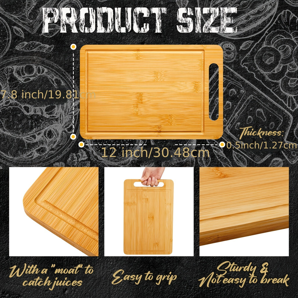 Easy-Access 10pcs Bamboo Cutting Board Set – durable food prep and serving, 10pcs Bamboo Wood Cutting Board with Handle 12 X 7 8 Inch Bamboo Wooden, designed for American homes, daily convenience and practical gifting