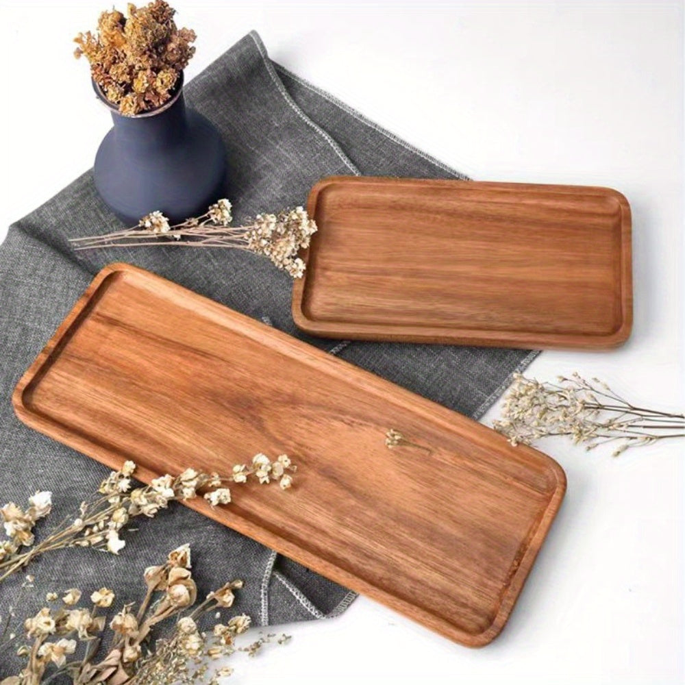 Heavy-Duty 1pc Home Storage Organizer – space-saving everyday organization, 1pc Acacia Wood Multi-Purpose Serving Tray - Natural Bathroom Organizer Decor Durable High-Quality Wood, designed for American homes, daily convenience and practical gifting