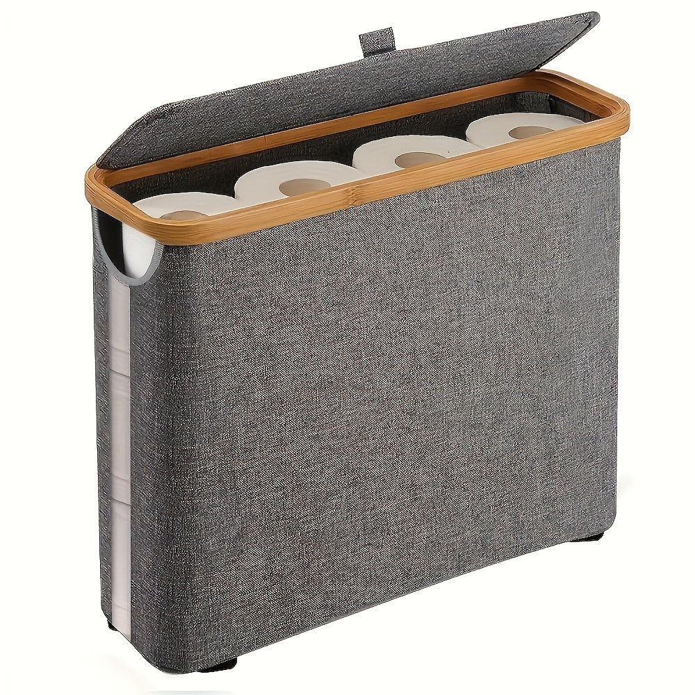 Smart Stackable Home Storage Bins – portable space-saving storage, Bamboo Toilet Paper Holder - Modern Bathroom Storage Cabinet Container Andkerchief Storage Box Laundry, designed for American homes, daily convenience and practical gifting