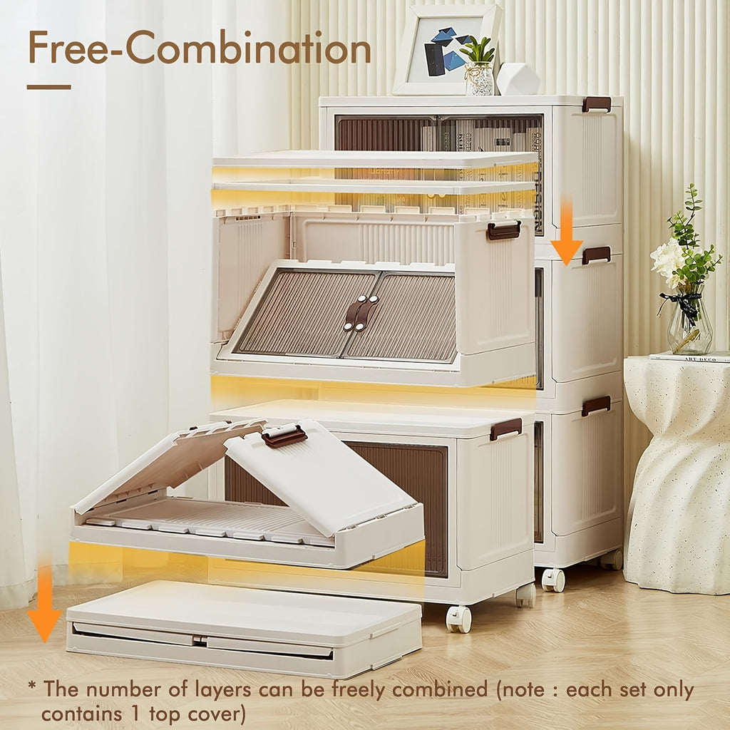Premium 3pcs Stackable Storage Drawer – smooth-access cabinet organization, Bin with Drawers Stackable Storage Bins with Wheels Open Front Foldable Design for Home, designed for American homes, daily convenience and practical gifting