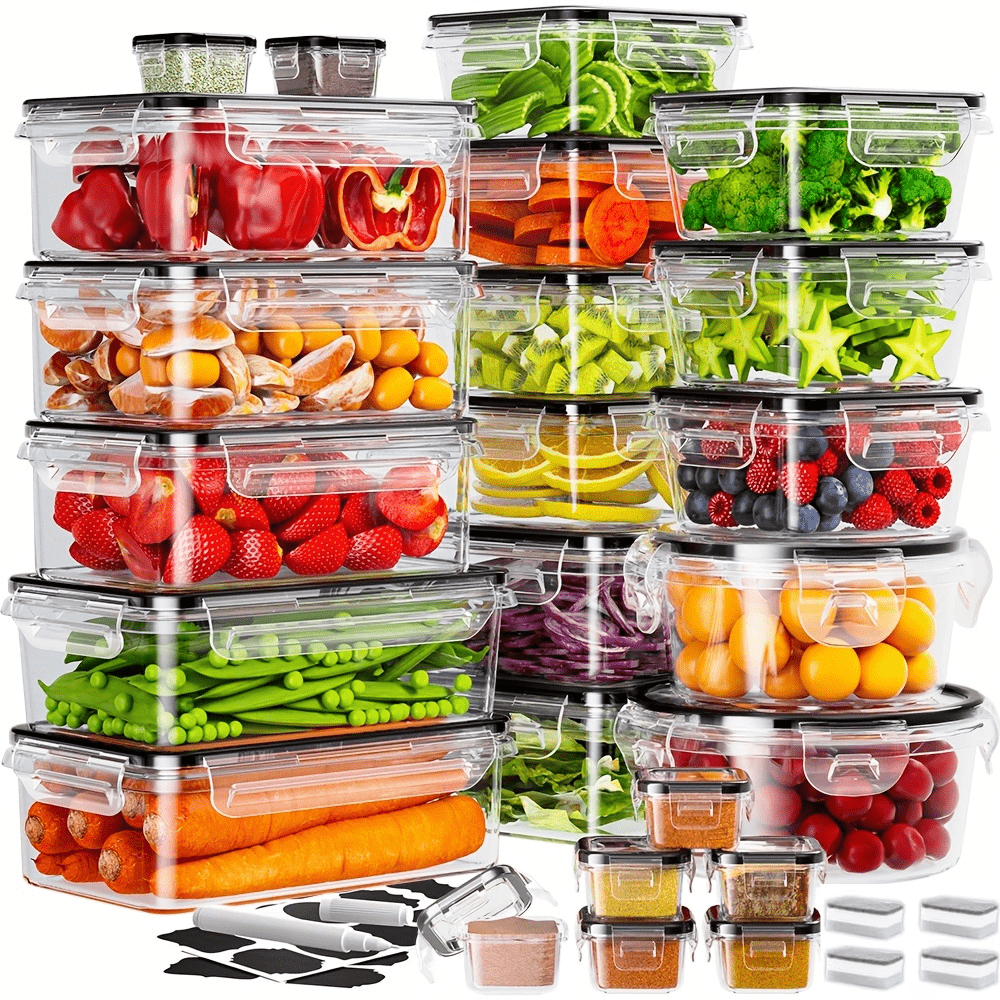 Food Storage Containers – 50/48/24/12 Pcs Airtight Food Storage Containers. Plastic Refrigerator Storage