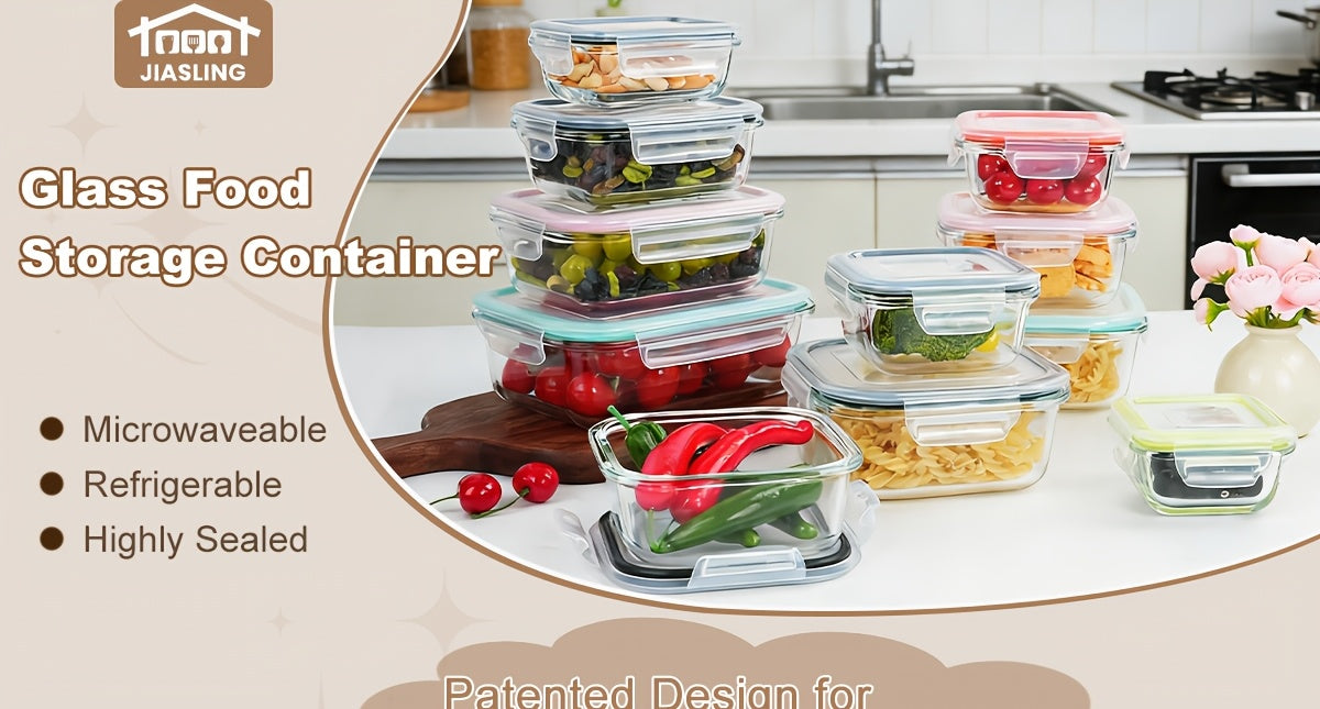 Heavy-Duty 16pcs Glass Meal Prep Container Set – leak-resistant reusable meal prep, 16pcs 8 Lids And 8 Containers Sealed Glass Food Storage Containers Lunch Boxes Microwave, designed for American homes, daily convenience and practical gifting