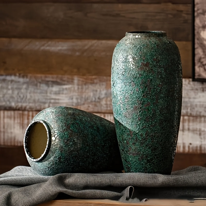 1pc of Country-Style Ceramic Green Vase Ideal for Fresh And Dried Flowers, Perfect for The Living Room, Dining Table, Bedroom, Balcony, And Suitable for Christmas, Decorative Home Items