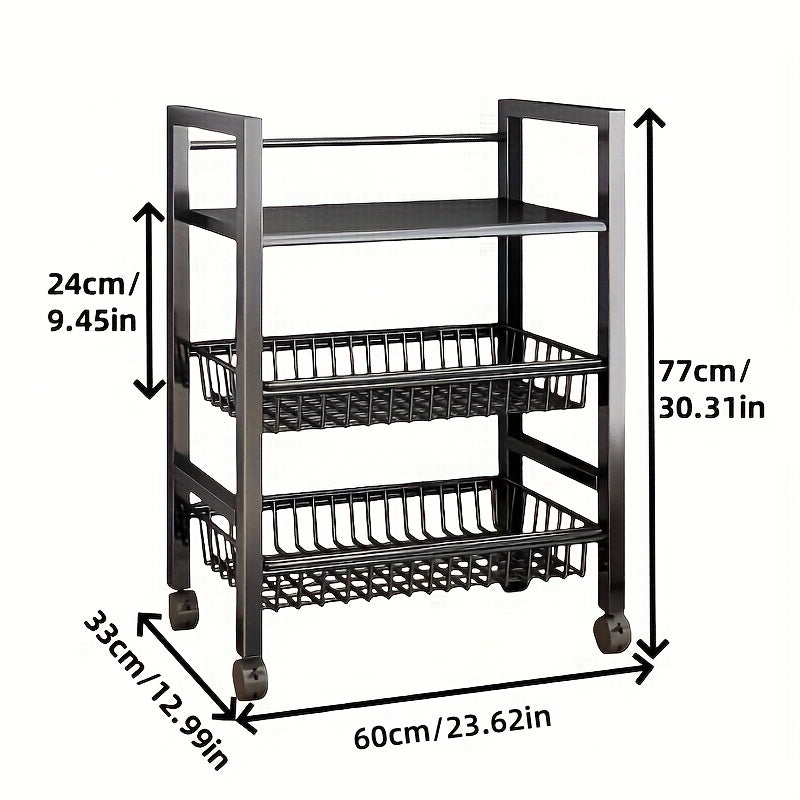 Smart 1pc Adjustable Home Storage Rack – durable multi-purpose storage, 1pc Movable Storage Rack Adjustable 4-Storey Kitchen Shelf with 3 Wire Baskets Kitchen Organizer, designed for American homes, daily convenience and practical gifting