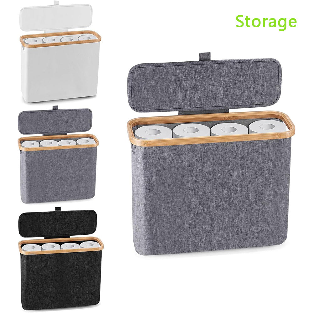 Toilet Paper Holder – Bamboo Toilet Paper Storage Basket with Lid Large Capacity Holds 12 Rolls